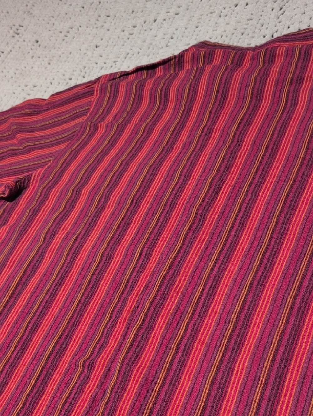 384- Namaste Fair Trade Men's Red Striped Short-Sleeve Shirt - Picture 5 of 6